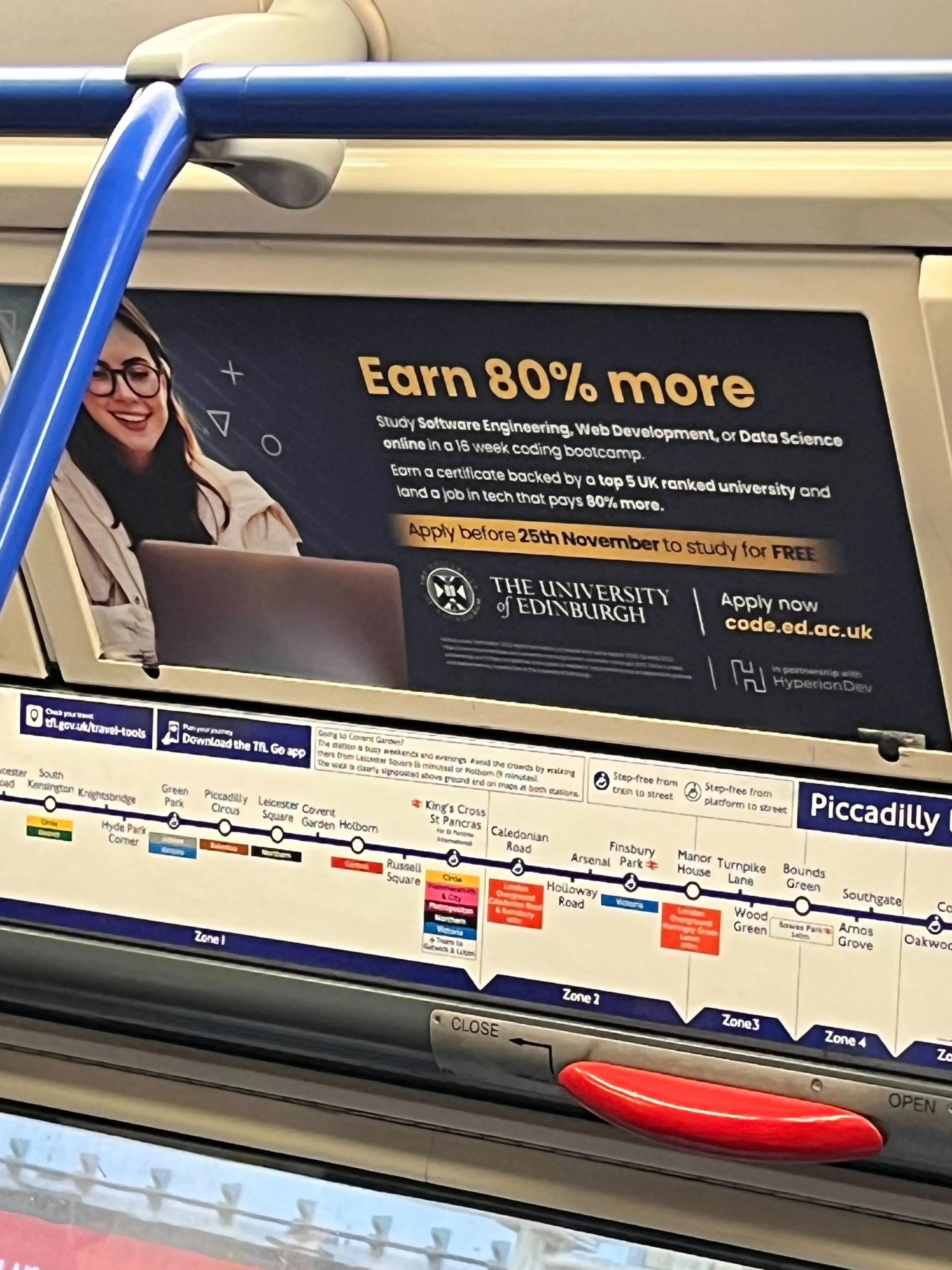 Tube poster advert for the University of
Edinburgh